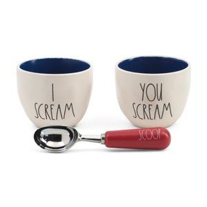 Rae Dunn 3 piece Ceramic Scream for Ice Cream Set